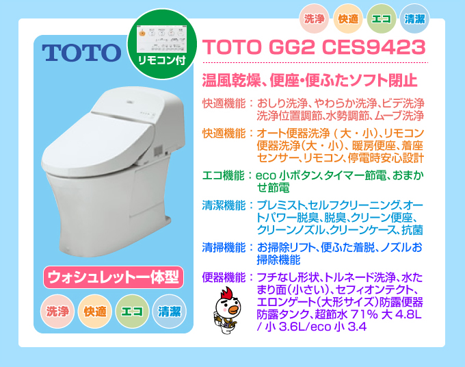 ウォッシュレット一体型便器 TOTO GG‐横浜トイレリフォーム.com｜横浜市